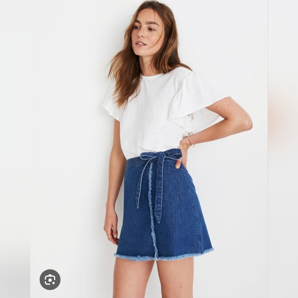 Madewell Blue Denim Tie-Waist Mini Skirt